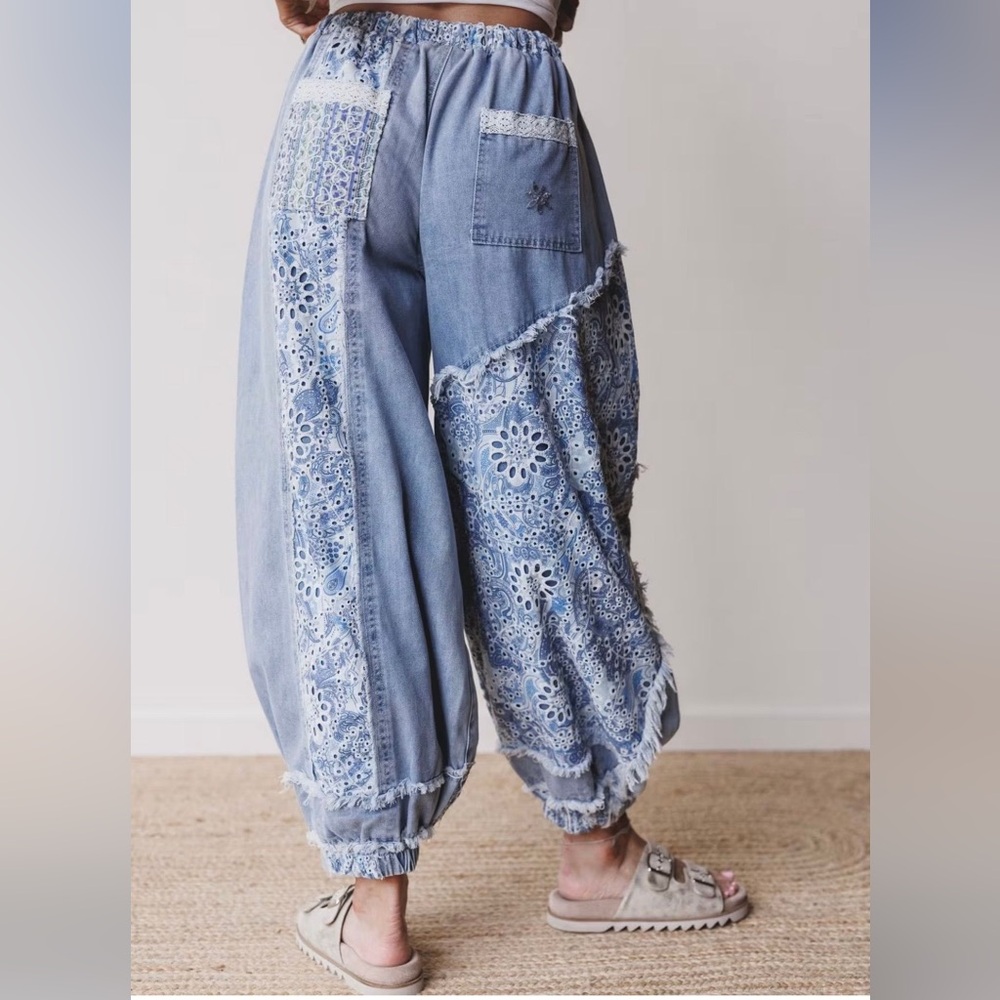 POL Bali Sunset Pants Soft Patchwork Denim - Picture 2 of 3